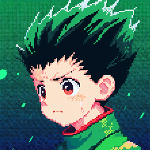 Gon from Hunter x Hunter in 8-bit style.