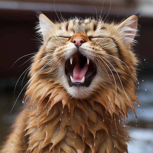 Funny cat making a crying expression