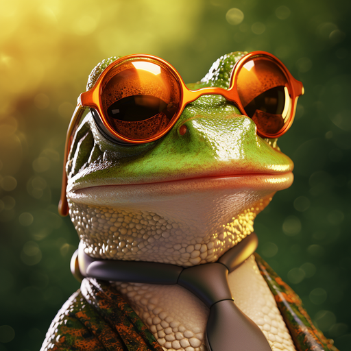 A stylish frog wearing cool sunglasses as a profile picture.