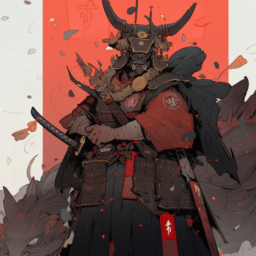 Modern samurai warrior, Niji, with fierce determination and a katana.