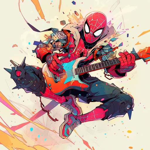 Spider-Punk with a punk-style Spider-Man comic look.