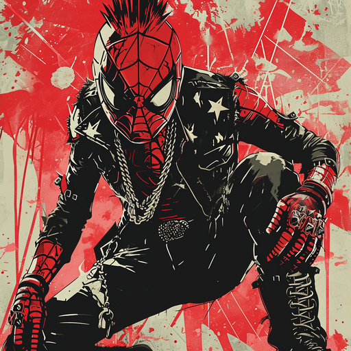 Spider-Punk with a punk-style Spider-Man comic look.