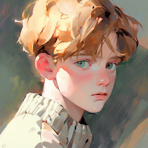 Impressionist-style portrait of a boy.