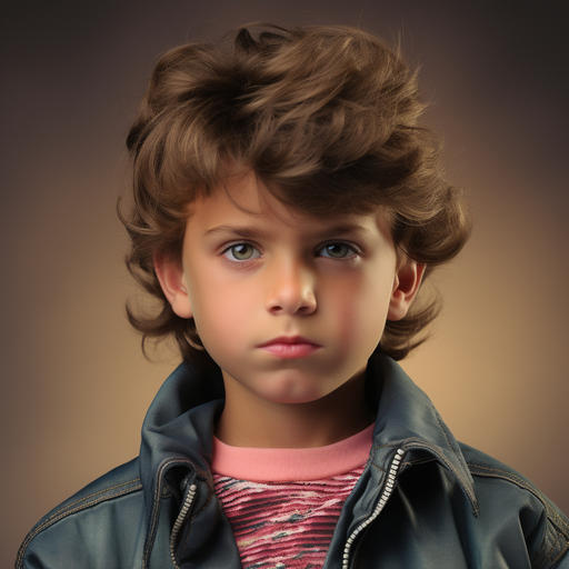 1980s boy with trendy hairstyle and casual attire, exuding an aura of youthful charm.