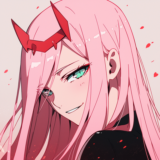 Smirking zero two in 1980s anime style.