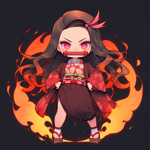 Cute chibi Nezuko from Demon Slayer anime pfp in a colorful style.