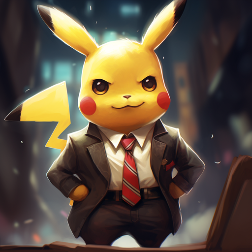 Pikachu wearing a business suit, ready for a professional setting.