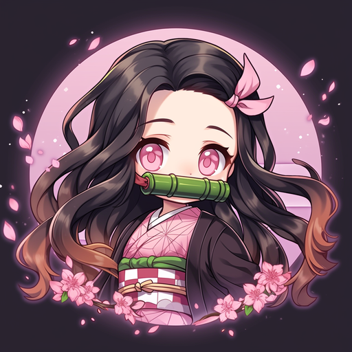 Chibi-style drawing of Nezuko from Demon Slayer, a character from the anime series.