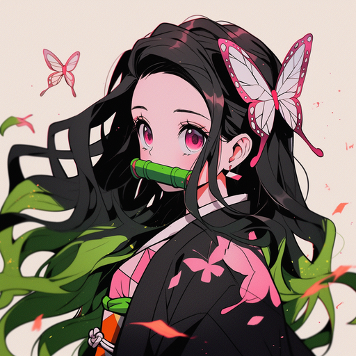 Pop artstyle Nezuko profile picture from Demon Slayer anime.