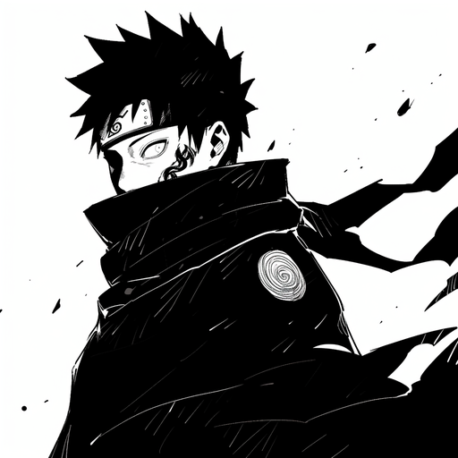 Obito Uchiha, manga-style profile picture in black and white.