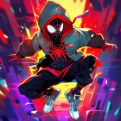 Retro-inspired profile picture featuring Miles Morales in his Spider-Man suit.