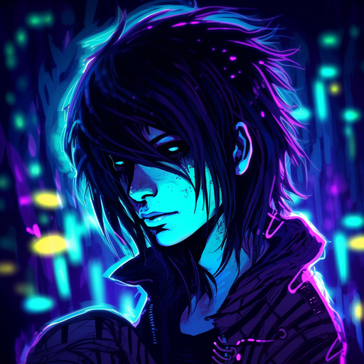 Emo-themed profile picture featuring vibrant blacklight colors.