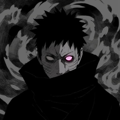 Obito Uchiha, Naruto character with black and white art style.