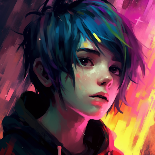 Colorful emo profile picture with bold, contrasting shades and an expressive vibe.