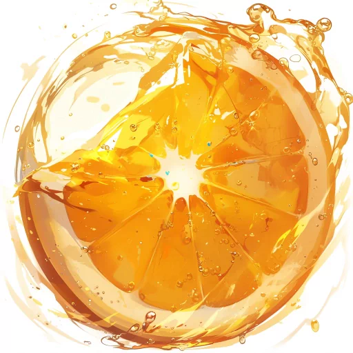 Vibrant orange citrus avatar with dynamic splash design for profile photo.