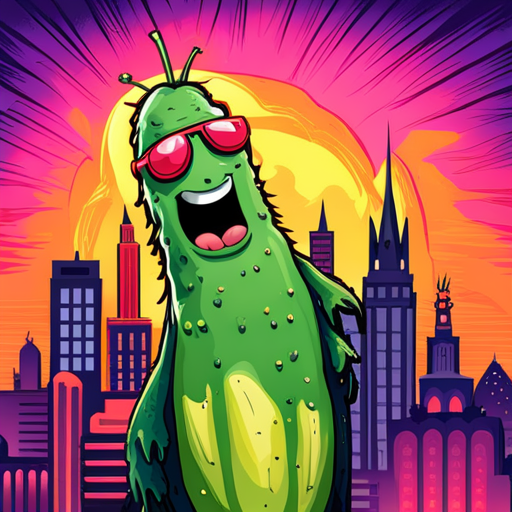 Abstract illustration of a vibrant, stylish pickle character.