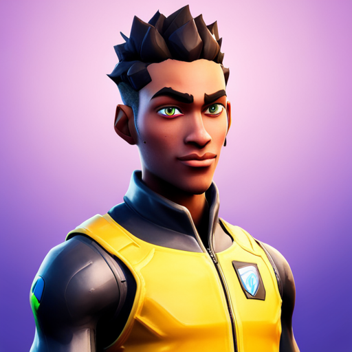 Close-up portrait of a Fortnite character.