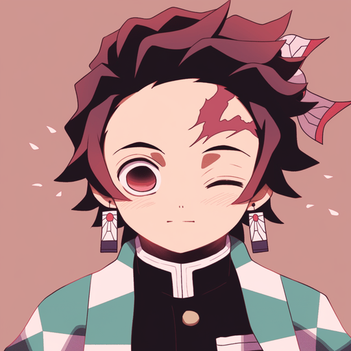 Smiling Tanjiro Kamado wearing a cute pfp.