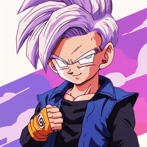 Dragon Ball GT-style pfp of Kid Trunks from the anime and manga.