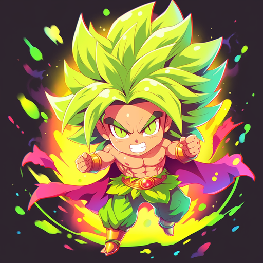 Broly, a chibi-style anime character.