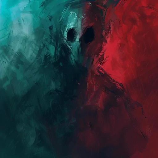 Abstract ghost profile picture with a striking contrast of blue and red shades.