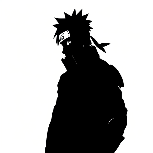 Naruto manga-style silhouette on white background.