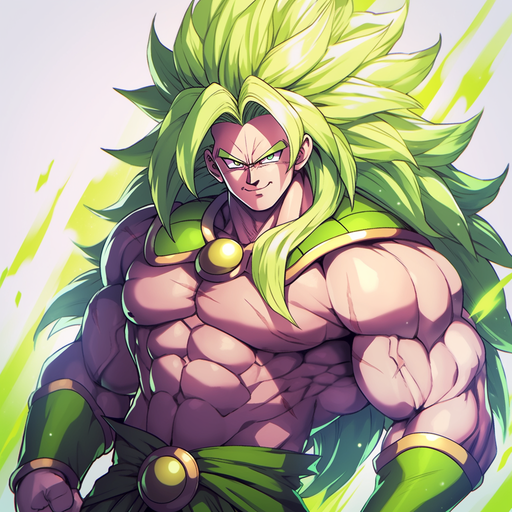 Powerful and captivating character artwork of Broly, showcasing a cute and aesthetically pleasing design.