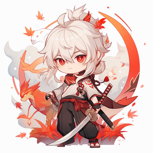 Kazuha, a chibi boy swordsman from Genshin Impact, in an anime-style PFP.