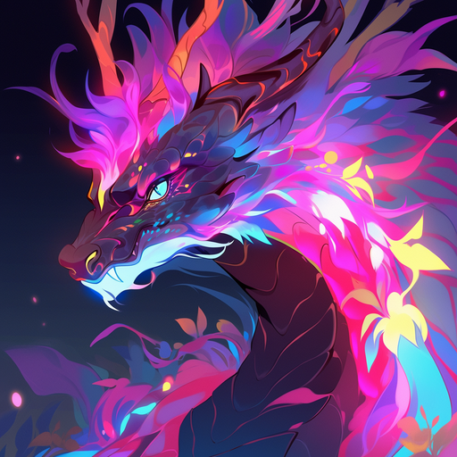 Dragon with vibrant colors and an aura of power—Niji, the mystical pfp.