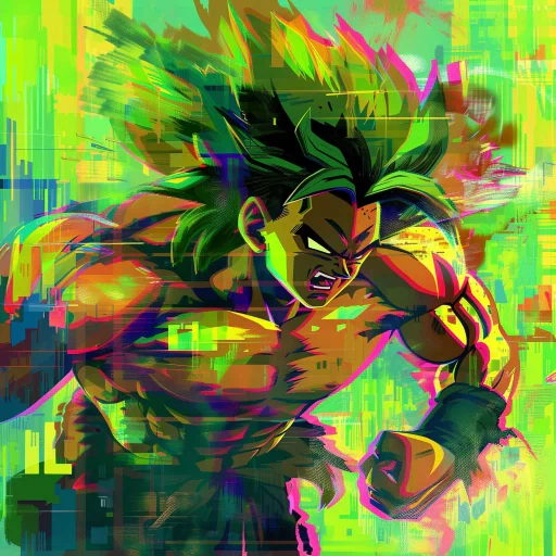 Colorful Broly avatar with dynamic pose for a profile photo.