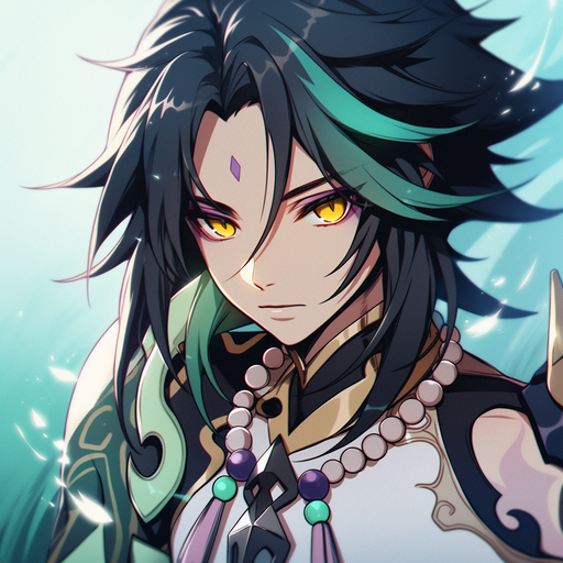 Profile picture of a character named Xiao from the game Genshin Impact.