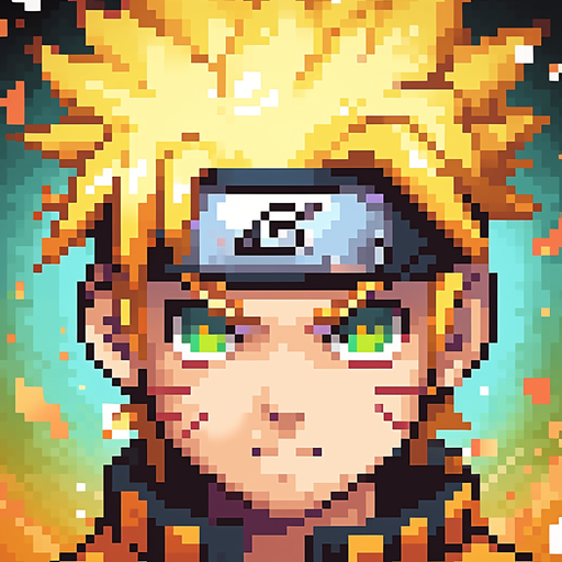 Pixel art depiction of Naruto character in profile view.