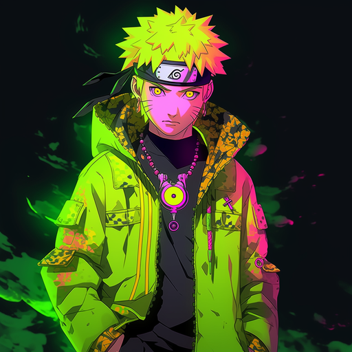 Naruto profile picture with acid green colors.