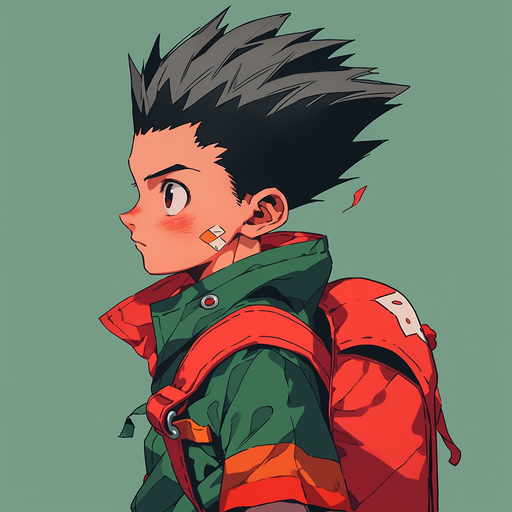 Gon, a character from Hunter x Hunter, in anime manga style.