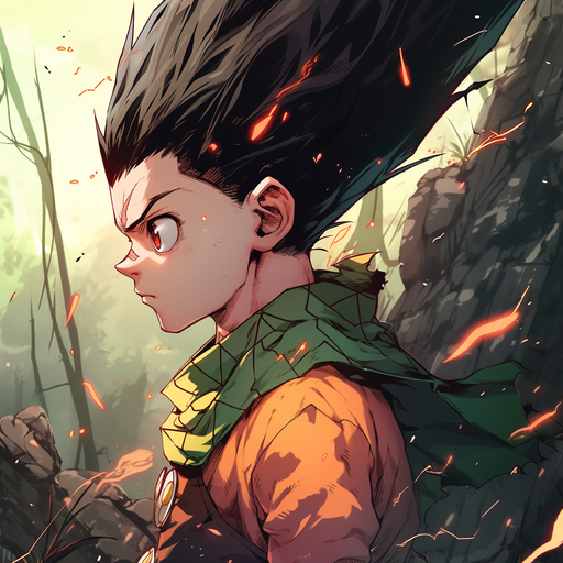 Gon Freecss, a vibrant character from Hunter x Hunter, in manga style.
