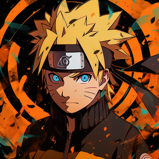 Naruto character with spiky blond hair and headband, looking determined.