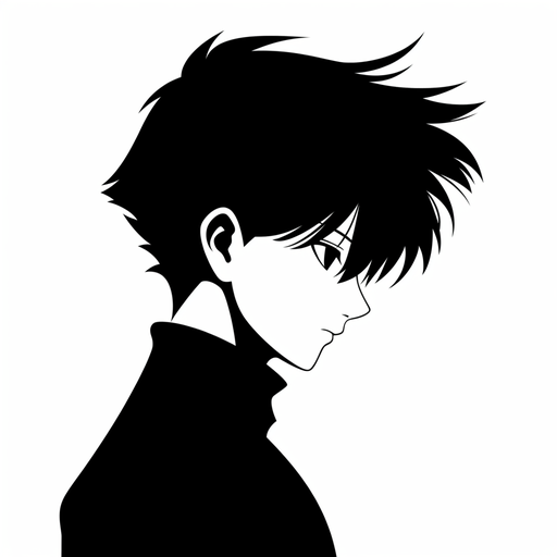 Chrollo Lucilfer in black and white silhouette, inspired by Hunter x Hunter anime pfp.