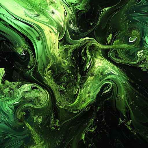 Abstract art with vibrant green hues on a square profile picture.