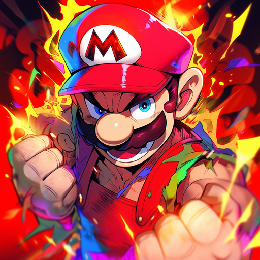 King Mario in a vibrant and artistic style.