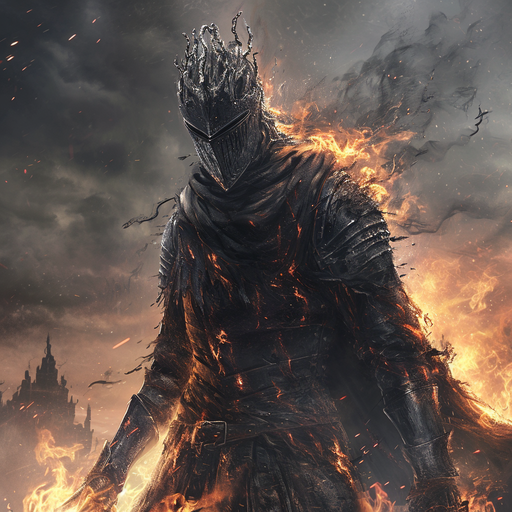 Dark Souls 3 character with a menacing expression and epic armor.