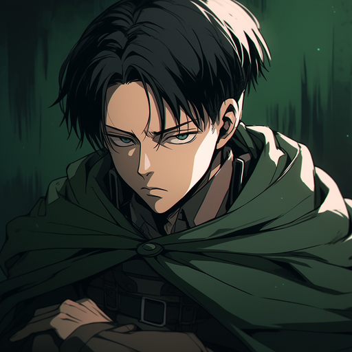 Confident and serious Levi Ackerman from Attack On Titan with a graffiti background.