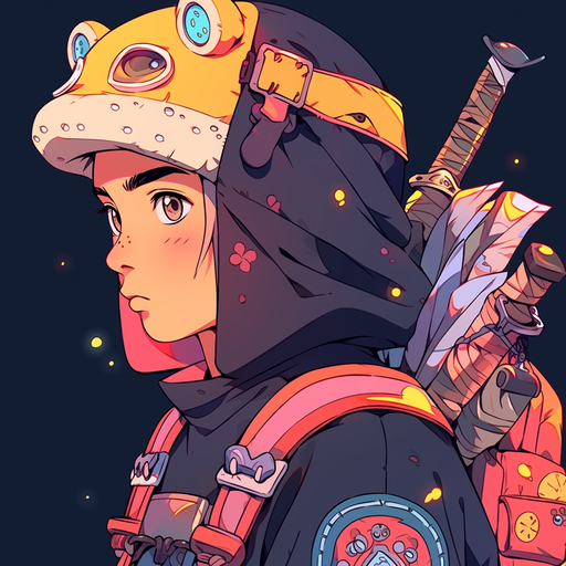 Ghibli-style ninja pfp in vibrant colors.