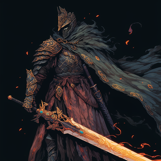 Digital artwork of a character from Dark Souls video game.