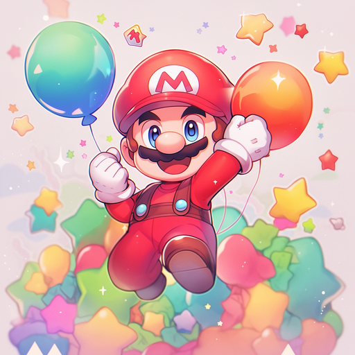Cute profile picture of Mario with a colorful background.