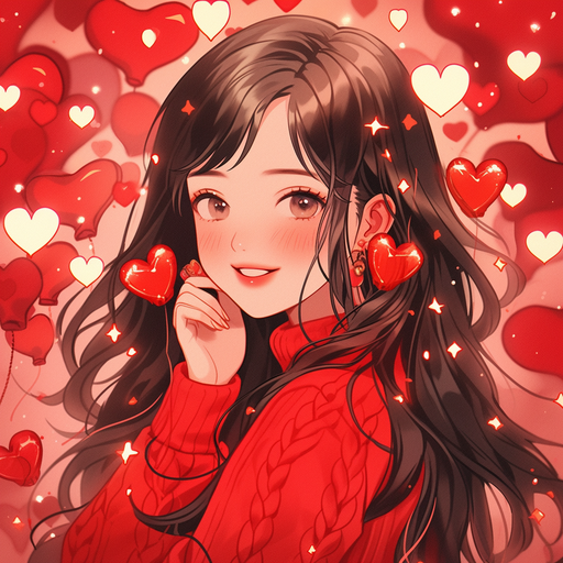 Illustrated red heart pfp with a dreamy, artistic style.
