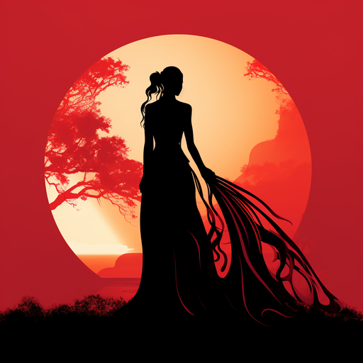 Red artistic silhouette pfp with an iconic design.