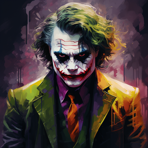 Colorful portrait of a mysterious joker with a captivating expression.