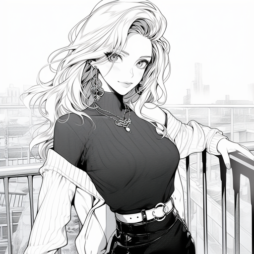 A manga-style black and white profile picture (pfp).