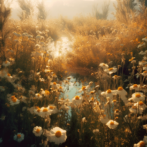 Golden flowers in a beautiful field.