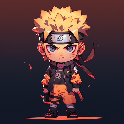 Chibi Naruto in colorful anime style.